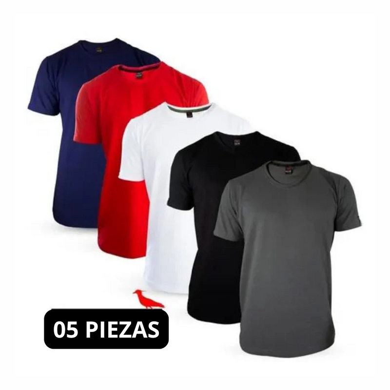 Kit con 5 camisetas de hombre lisas de algodón en colores surtidos + Envío gratis + Envío Inmediato + Envío